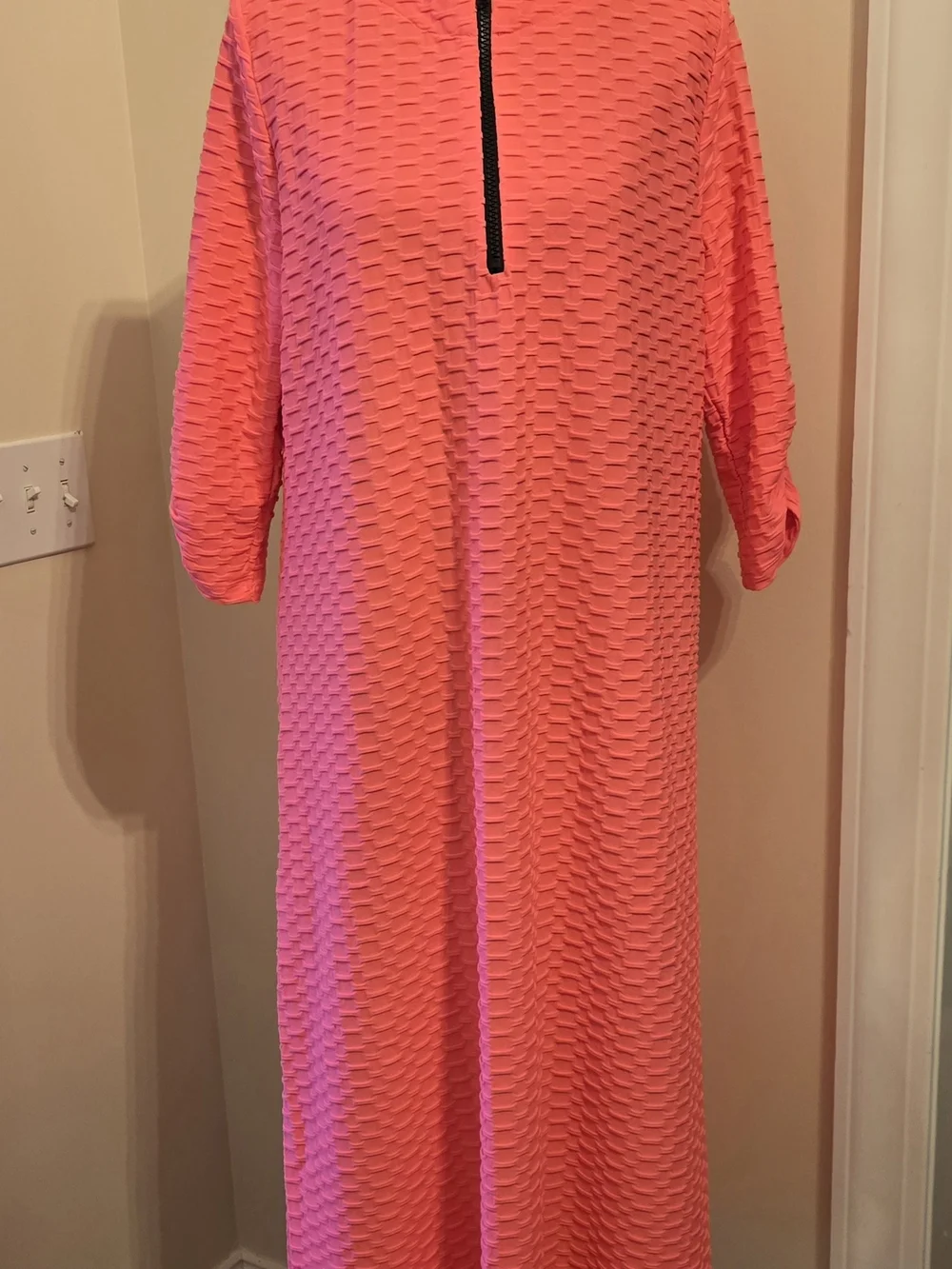 Zaddie B'S Textured Pink Long Dress with Front Zip - Picture 1 of 4